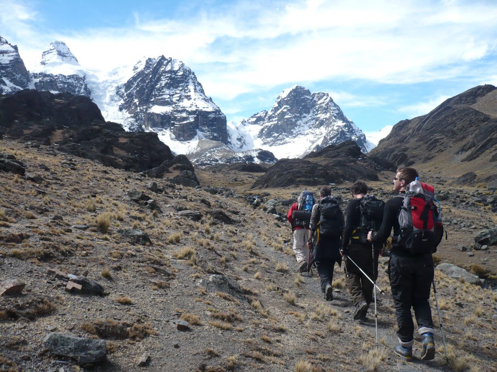 Setting off into Condoriri mountains Bolivia