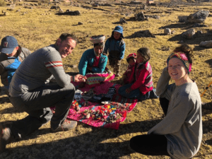 Peru Lares Trek family buying souvenirs