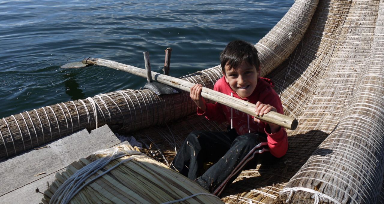 Totora Reeds Boat Lake Titicaca Peru