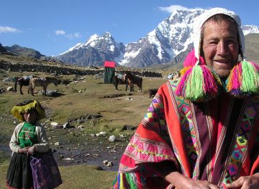 Trekker in Local Clothes Ausangate Trek Peru