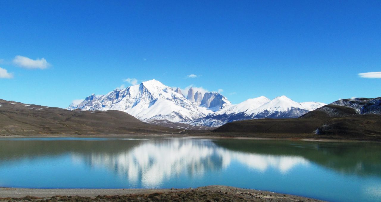 Laguna Azul with Torres de Paine Patagonia Chile