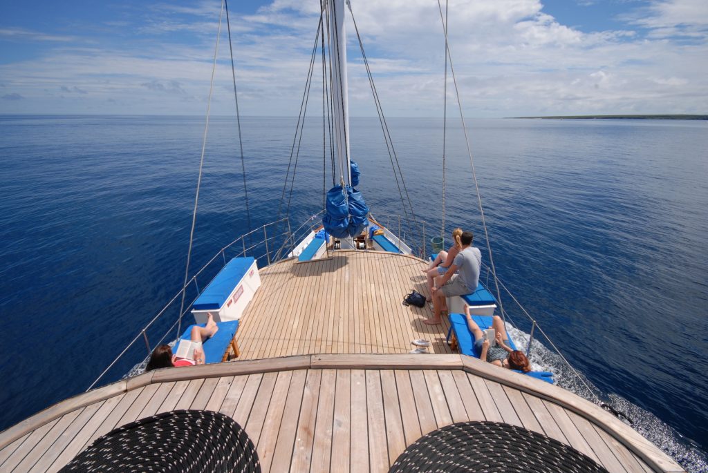 Cachalote front deck Galapagos