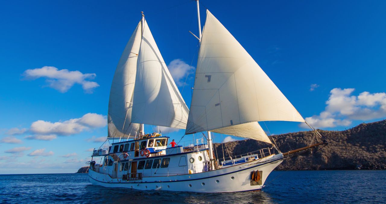 Cachalote sails up Galapagos