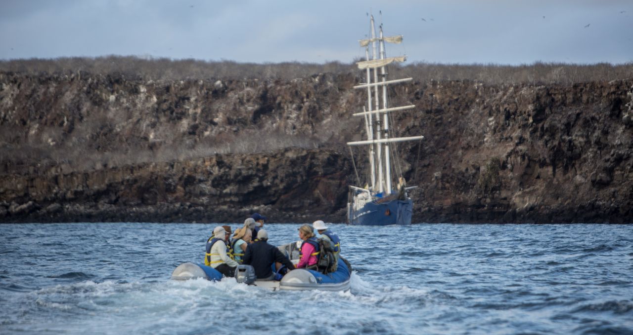 Mary Anne and zodiac Galapagos