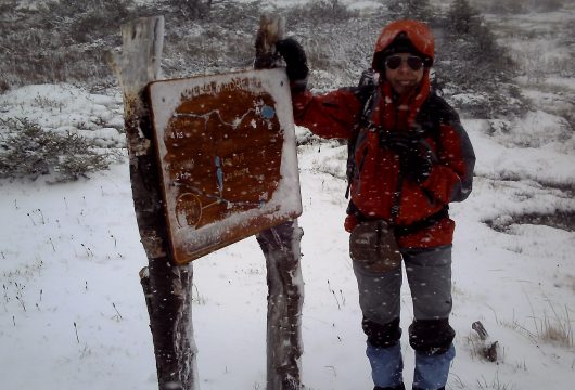 Snow on Fitzroy trails Patagonia Argentina