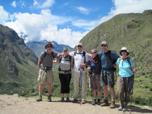 Trekkers at Dead Woman's Pass Inca Trail Trek Peru