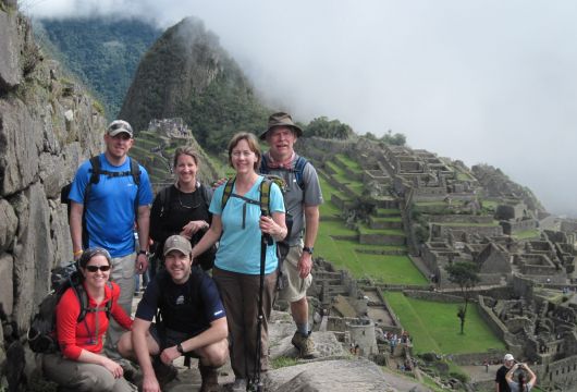 Trekkers at Machu Picchu Inca Trail Trek Peru