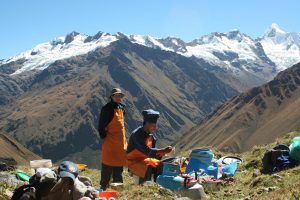 Cooks making lunch Choquequirao trek Peru