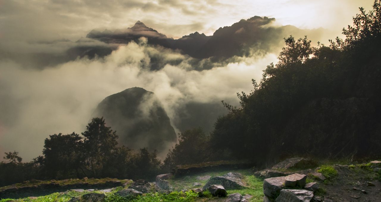 Swirling cloud Machu Picchu Peru