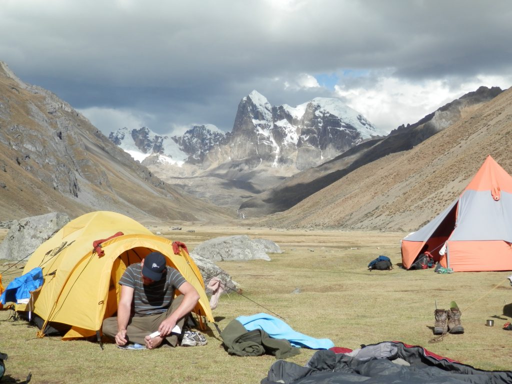 Huayhuash trek camp Peru