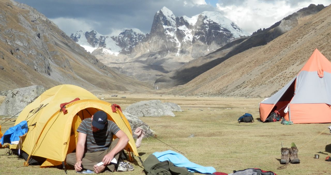 Huayhuash trek camp Peru