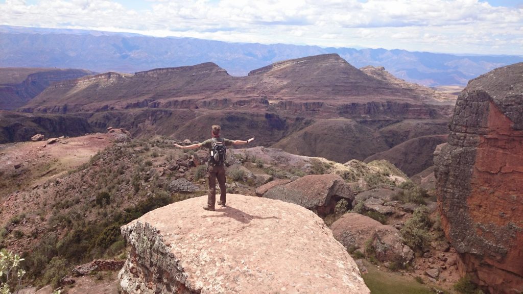 man stunning views Torotoro Bolivia