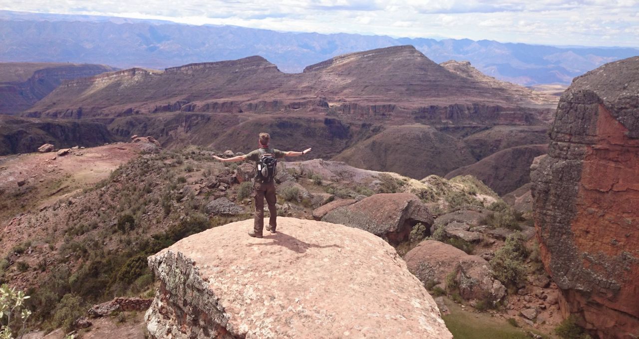 man stunning views Torotoro Bolivia