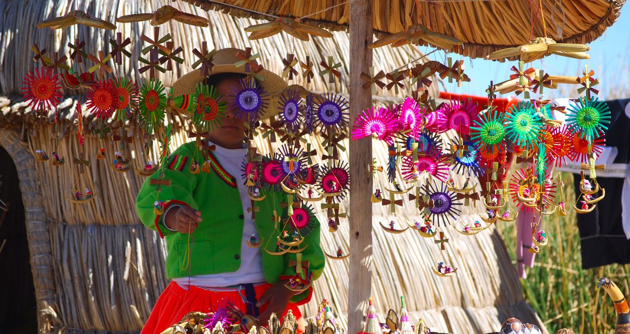 Uros crafts Titicaca peru