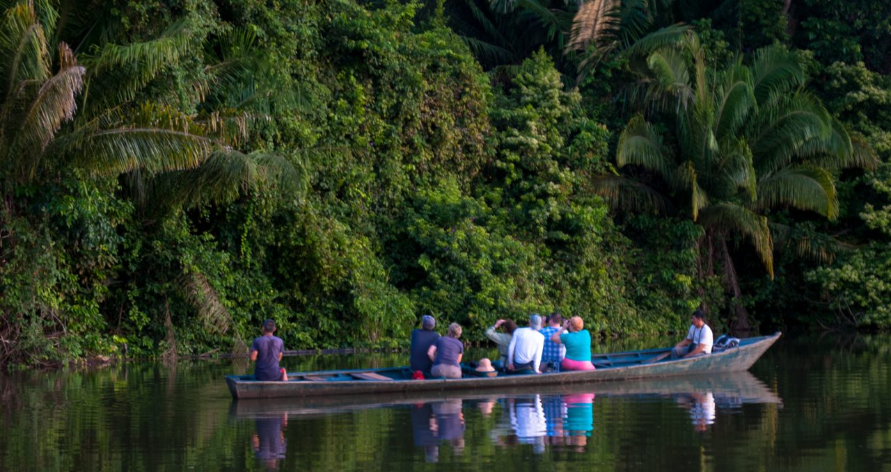 Canoe ride Sandoval Lake Amazon Peru