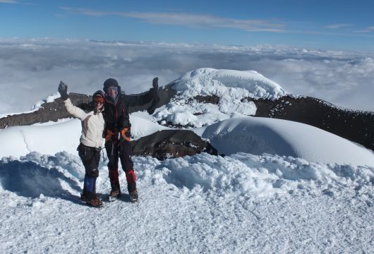 Climbers summit Cotopaxi Ecuador