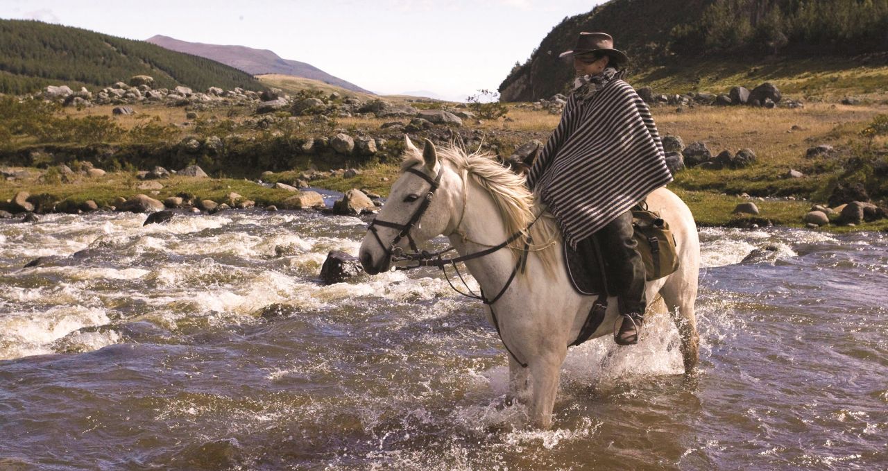 Horse river crossing Ecuador