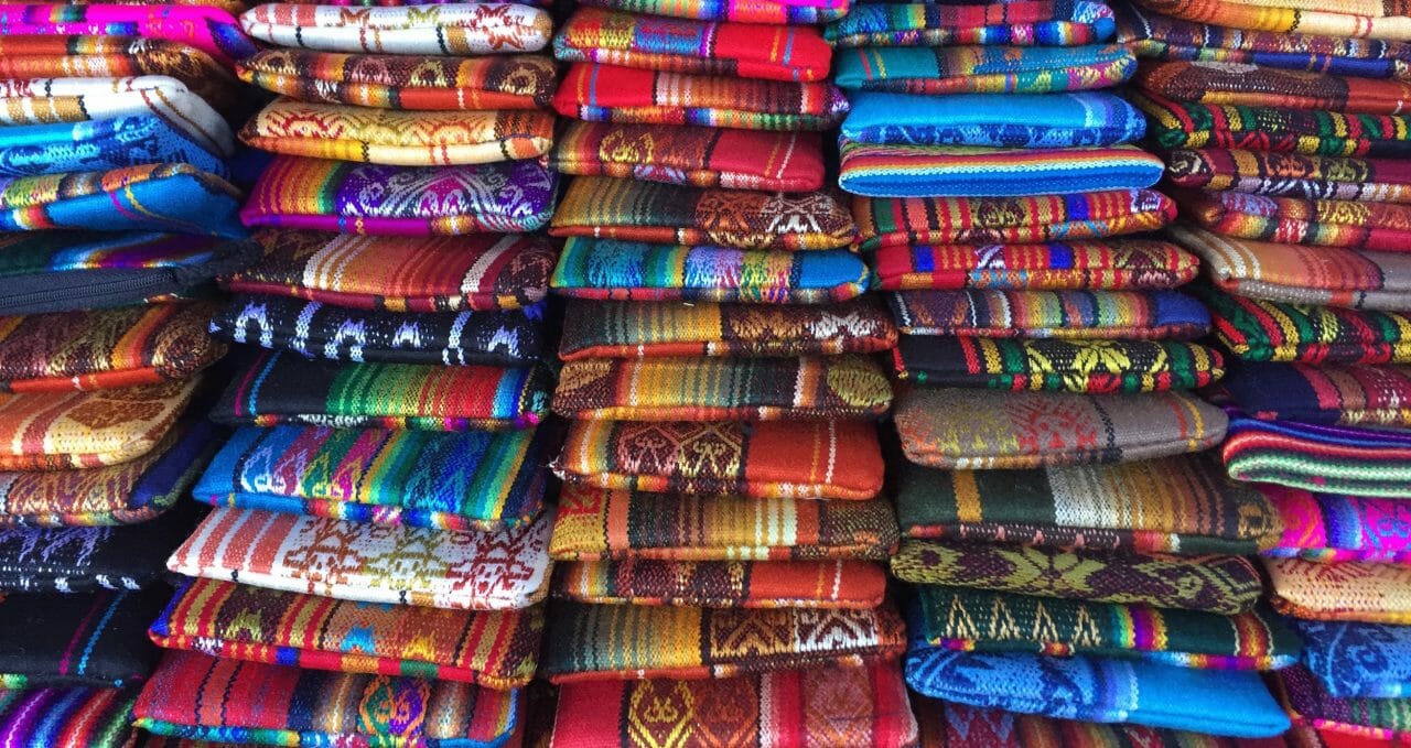 Otavalo market fabrics Ecuador