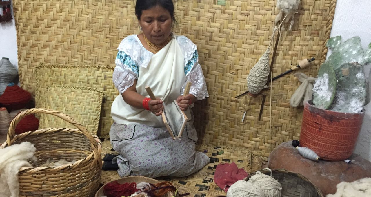 Traditional weavers Otavalo Ecuador