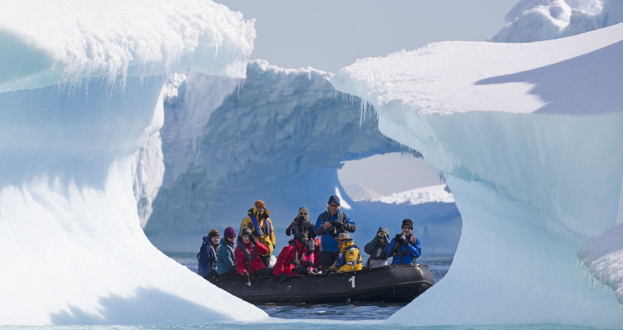 Zodiac in icebegs, Antarctica XXI