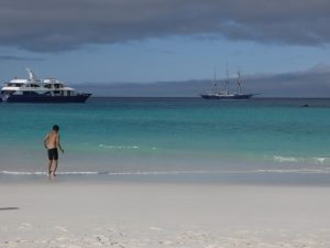 enjoying the beach family holiday Galapagos