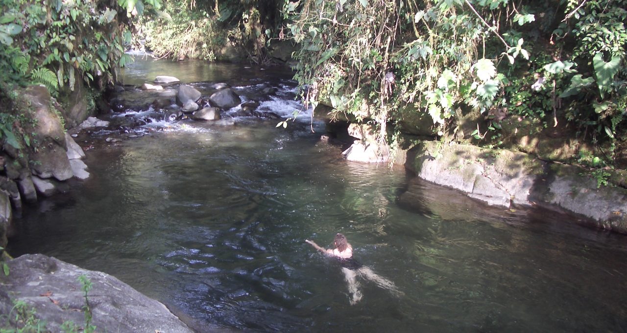 Swimming in river, Maquipucuna, Ecuador