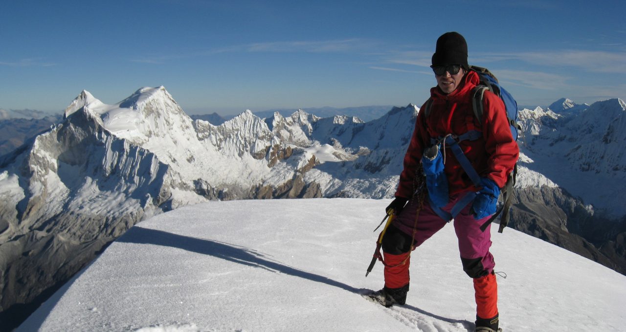 Chopicalqui summit and climber, Peru
