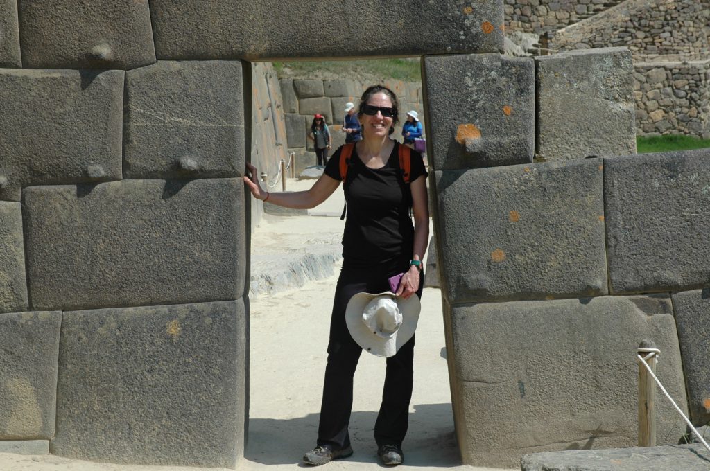 Kathy at Ollantaytambo Inca site Peru
