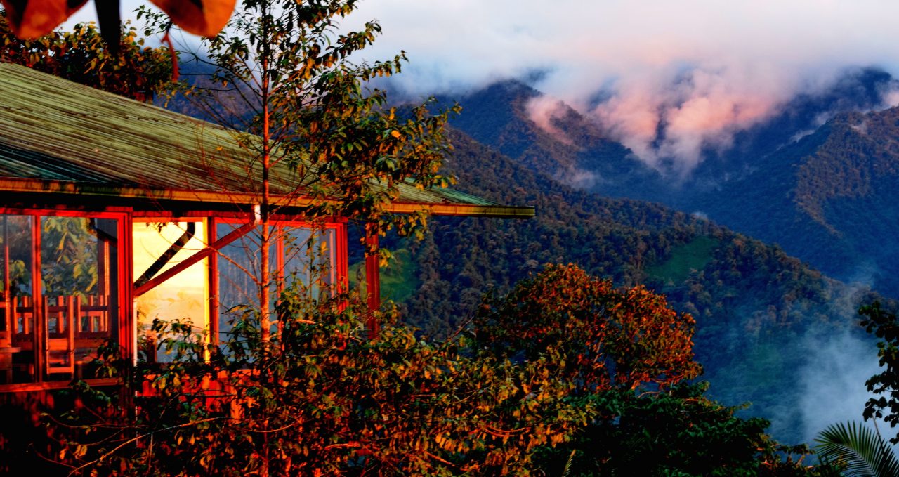Santa Lucia cabins at sunset, Ecuador