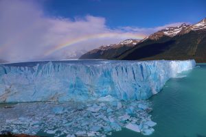 Rainbow close up glacier Perito Moreno, Argentina