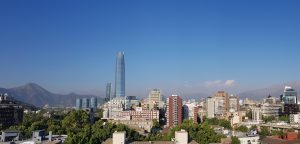 Looking over Providencia towards the Andes, Santiago, Chile