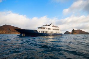 Outside sailing shot of Theory, Galapagos Islands