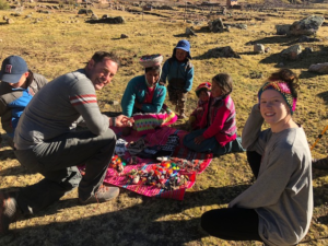 Peru Lares Trek family buying souvenirs