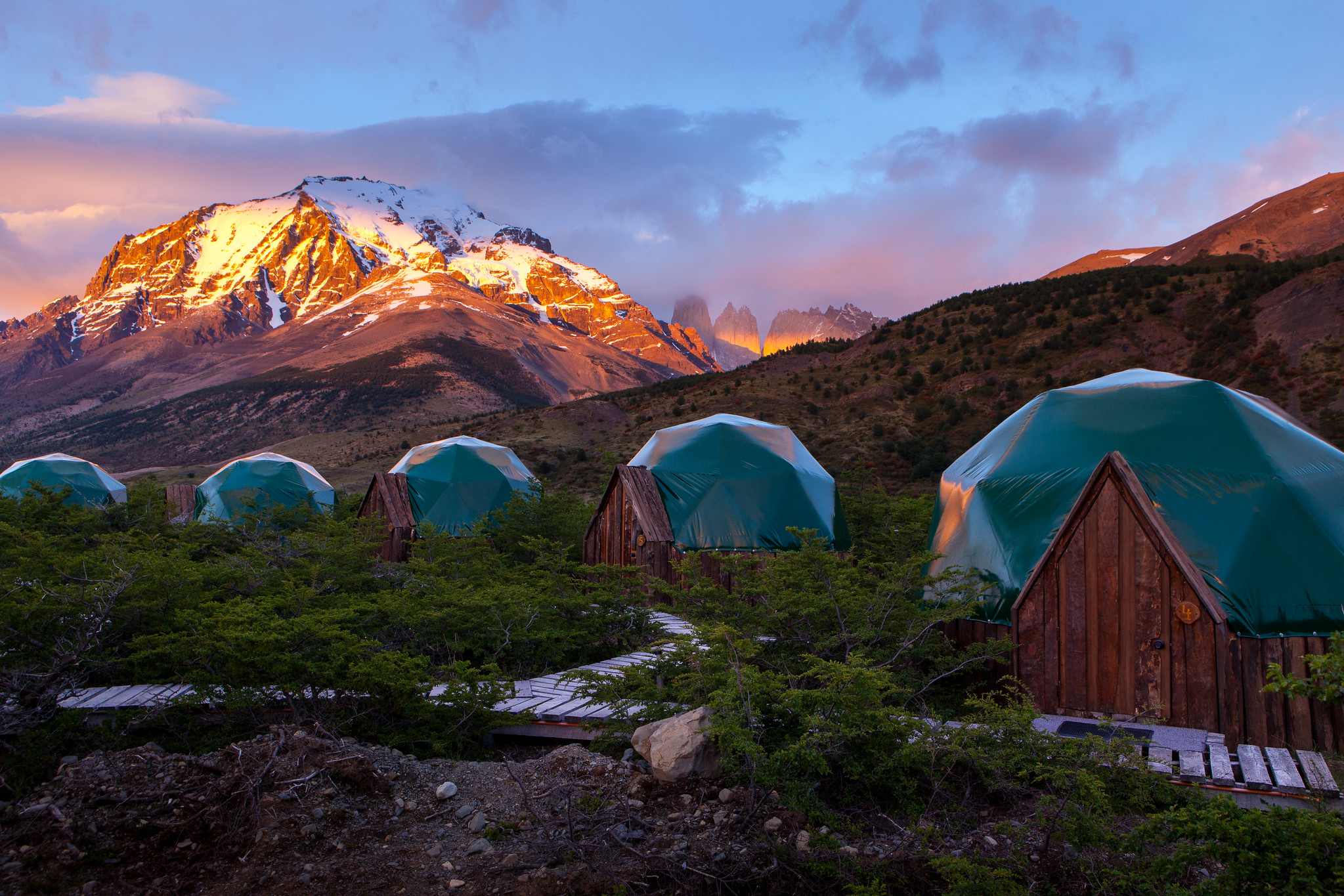 Standard domes, Eco Camp, Torres del Paine, Patagonia, Chile