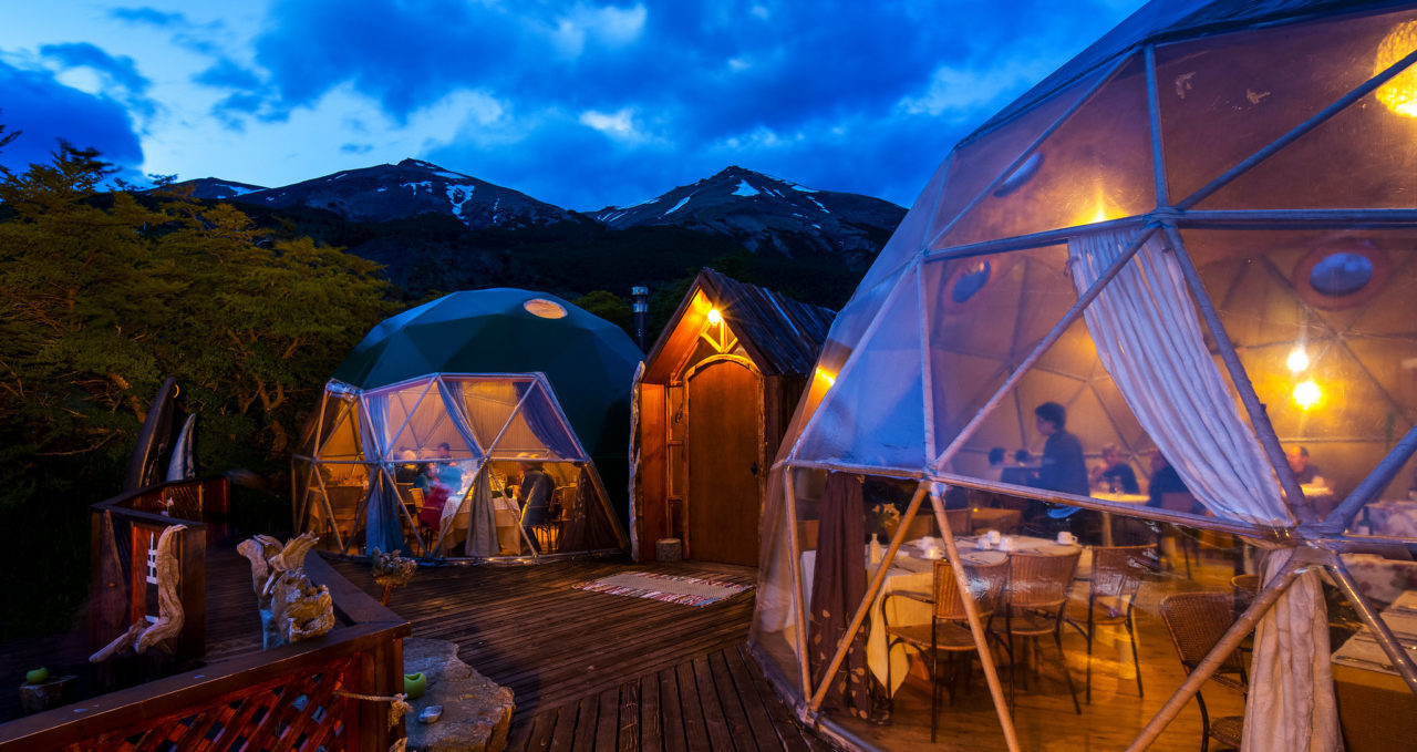 Community domes, Eco Camp, Torres del Paine, Patagonia, Chile