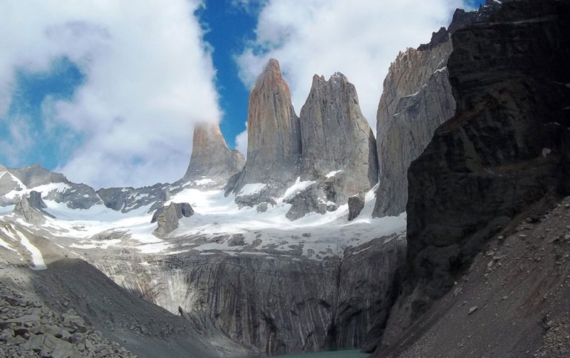 The base of the towers of Paine Patagonia Chile