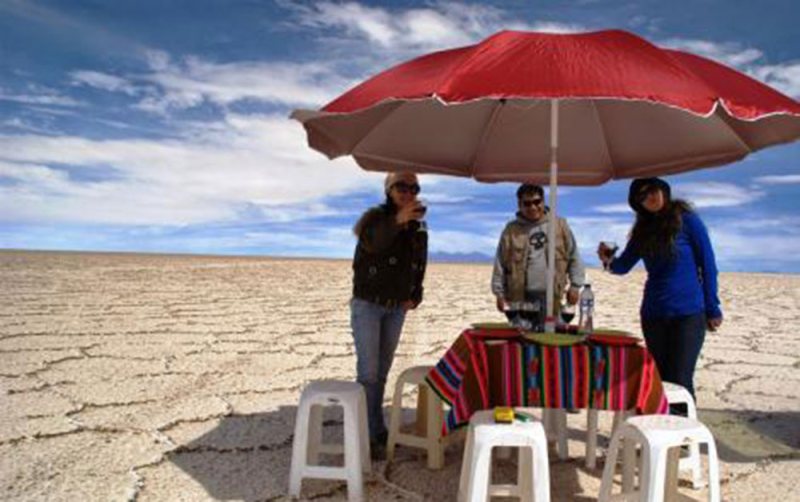 lunch in uyuni salt flats bolivia