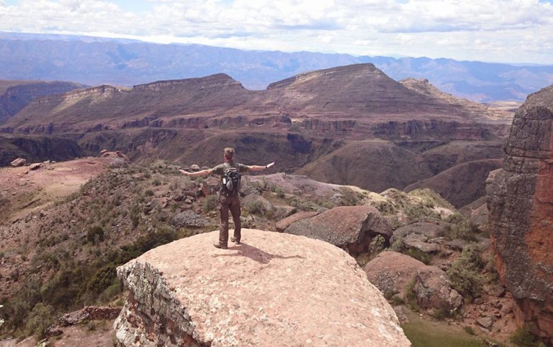 man stunning views torotoro bolivia