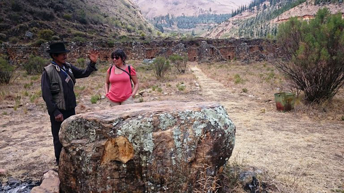 Ceremonial stone and ranger, Incallajta, Bolivia