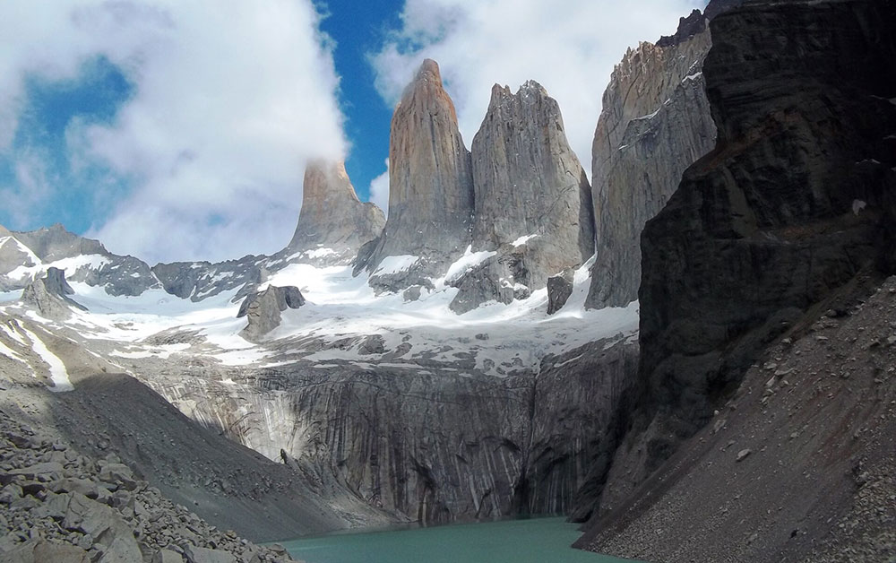 The base of the towers of Paine Patagonia Chile