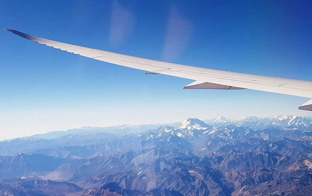 View of Aconcagua from plane Argentina