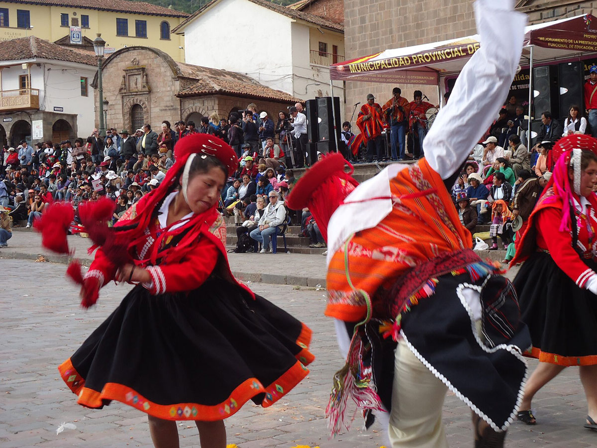 Cusco festival dancers Peru