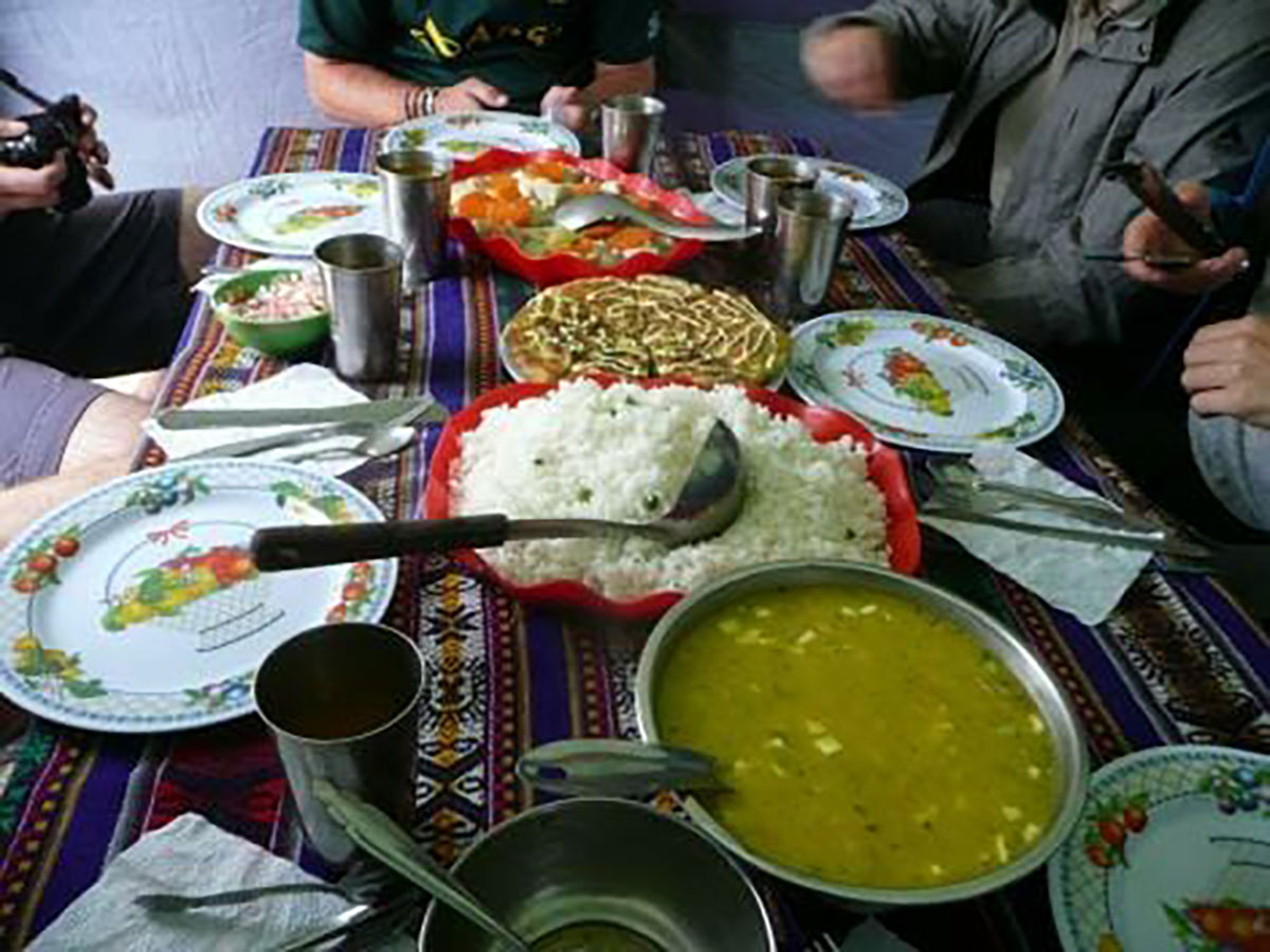 dinner on the inca trail peru
