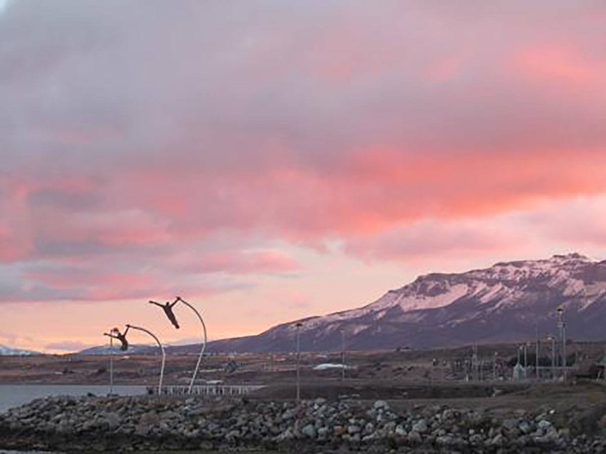 Monument to the wind in Puerto Natales