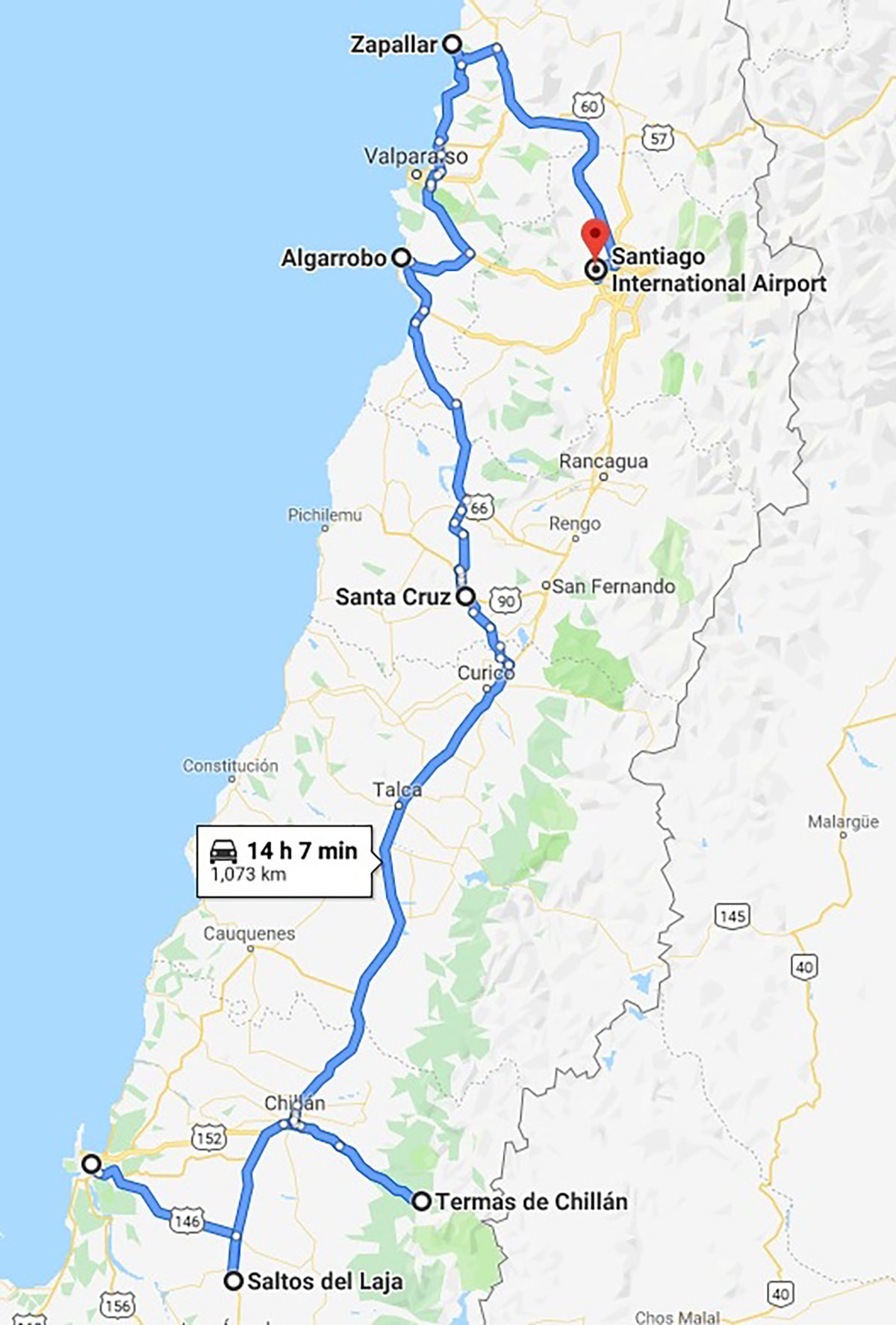 Chile self drive map Central Valley