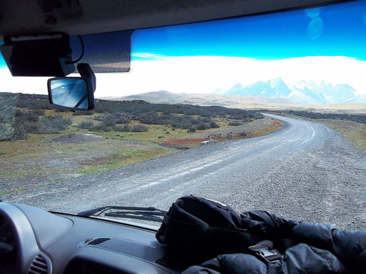 Driving in the Torres del Paine NP, Patagonia, Chile