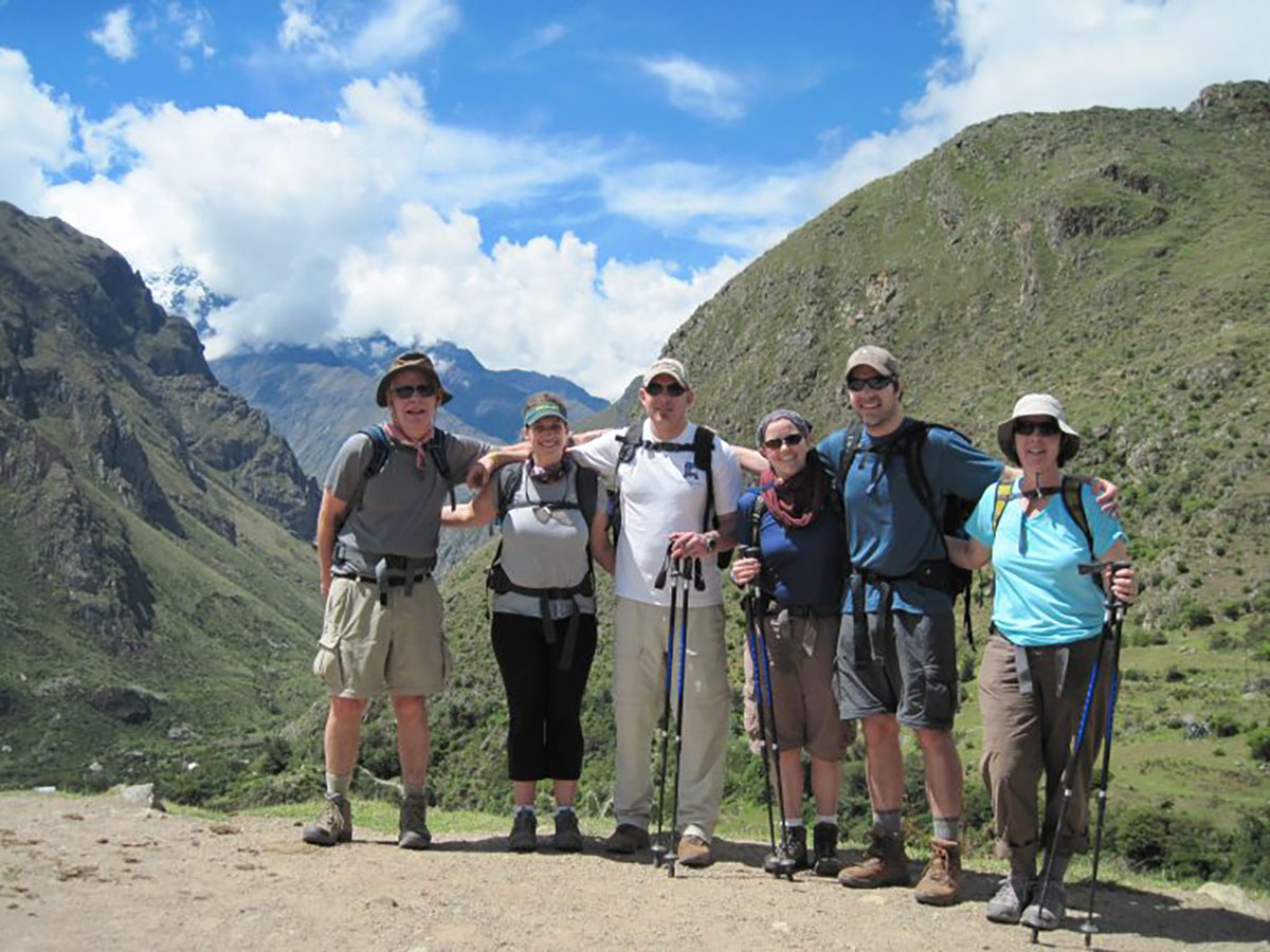 Trekkers at Dead Woman's Pass Inca Trail Trek Peru