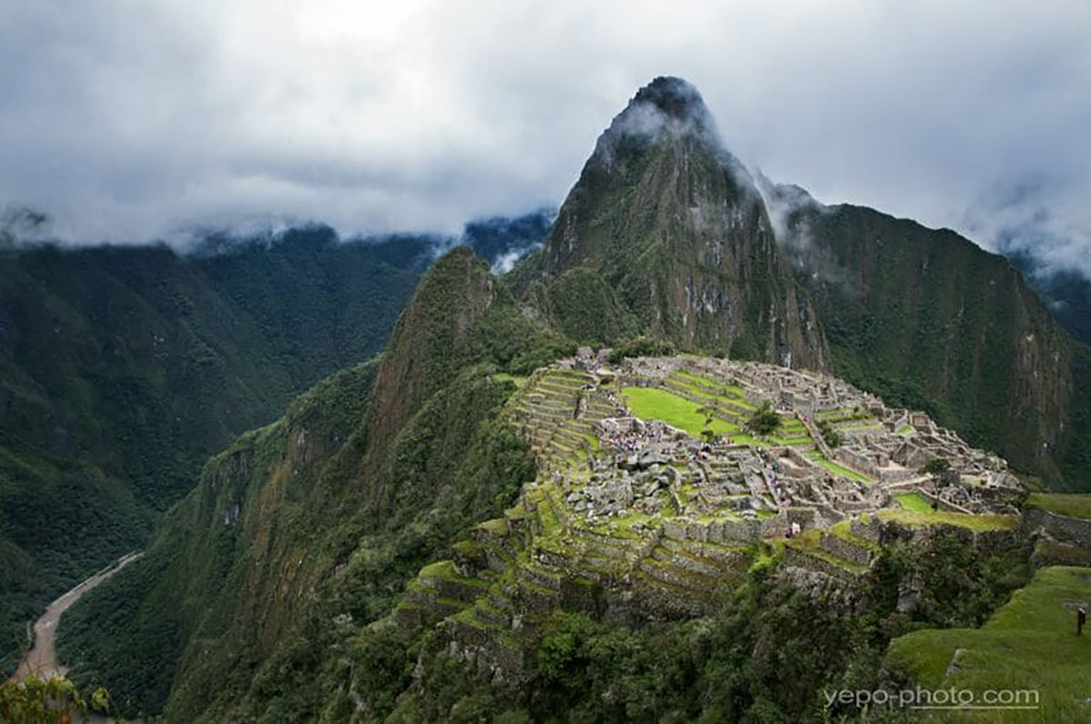 Machu Picchu ruins from afar Machu Picchu ruins from afar