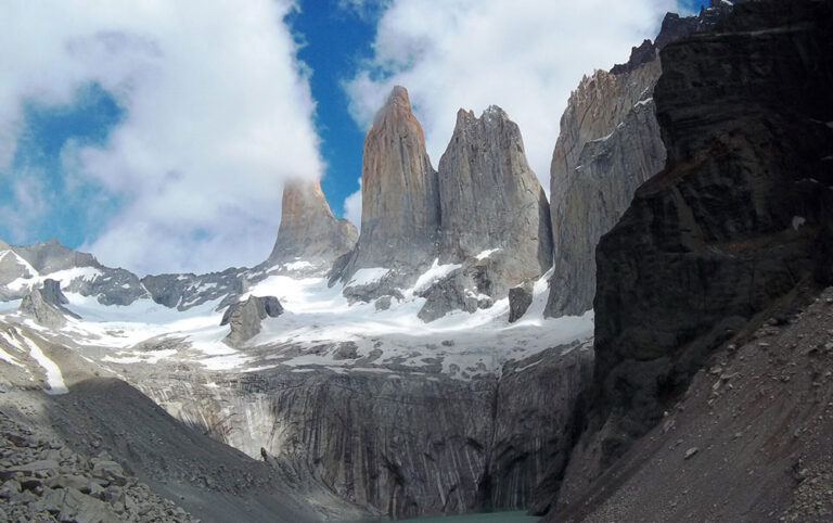 The base of the towers of Paine Patagonia Chile
