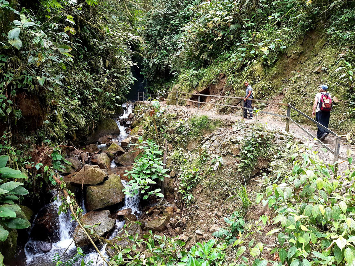 Walk at waterfalls, Mindo cloud forest, Ecuador